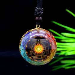 Orgonite 7 Chakra Pendants Tiger Eye Stone Crystal Quartz Sri Yantra Orgone Pendant Necklace Reiki Healing Christmas Gifts