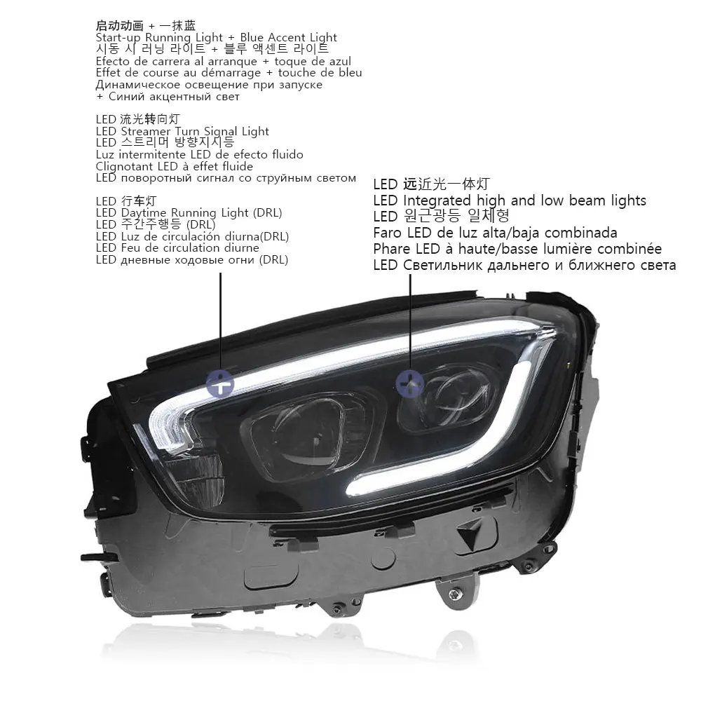 Faro delantero para mercedes-benz Clase GLC W253 GLC200 GLC260 GLC300 2016-2023 para accesorios de luz conjunto de faros de diodo emisor