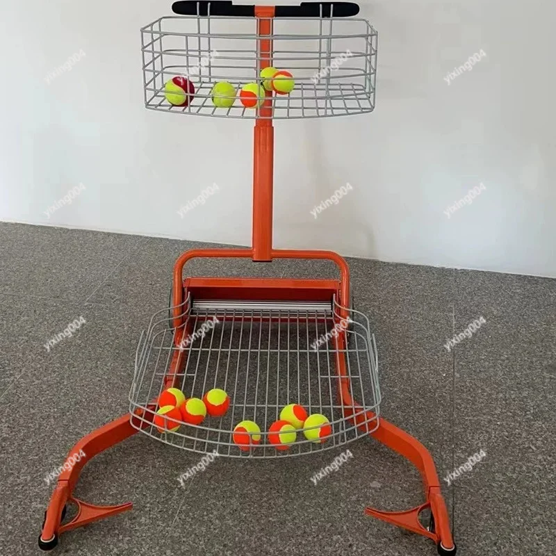 Portable Tennis Ball Pickup Cart Push Pull Ball Collection Basket for Court Training