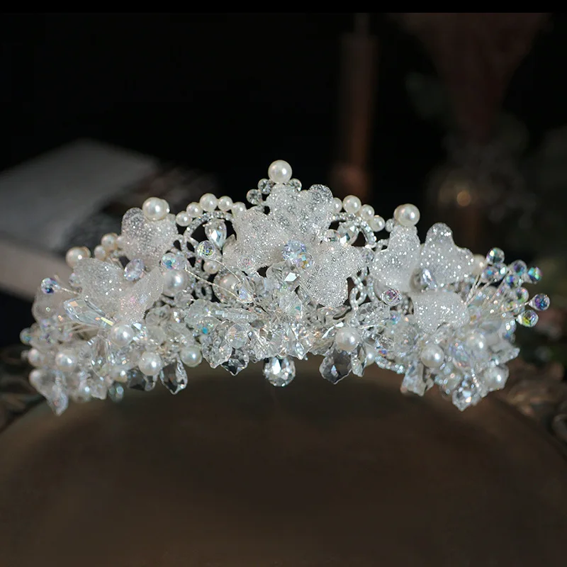 تاج الزفاف غطاء الرأس الكورية موري نمط أنيق فاخر فستان الزفاف اكسسوارات الإناث 18 عيد ميلاد الكبار الاحتفال التاج