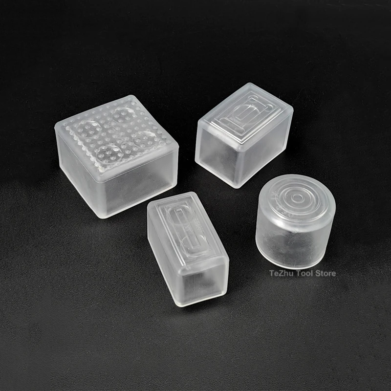 Transparent End Cap Chair Leg Caps PVC Rubber Blanking Stopper Cover Square/Round Floor Non Slip Protective Cover