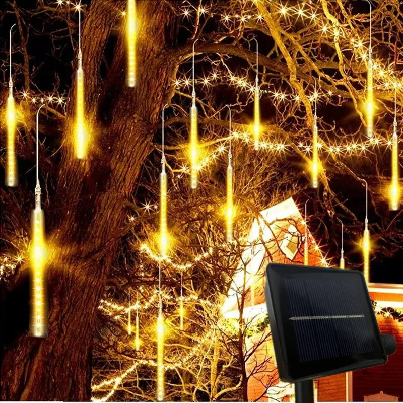 

Christmas Tree Decoration 30/50CM 8 Tubes Solar Meteor Shower LED String Light Garlands for Outdoor Wedding Garden Fairy Light