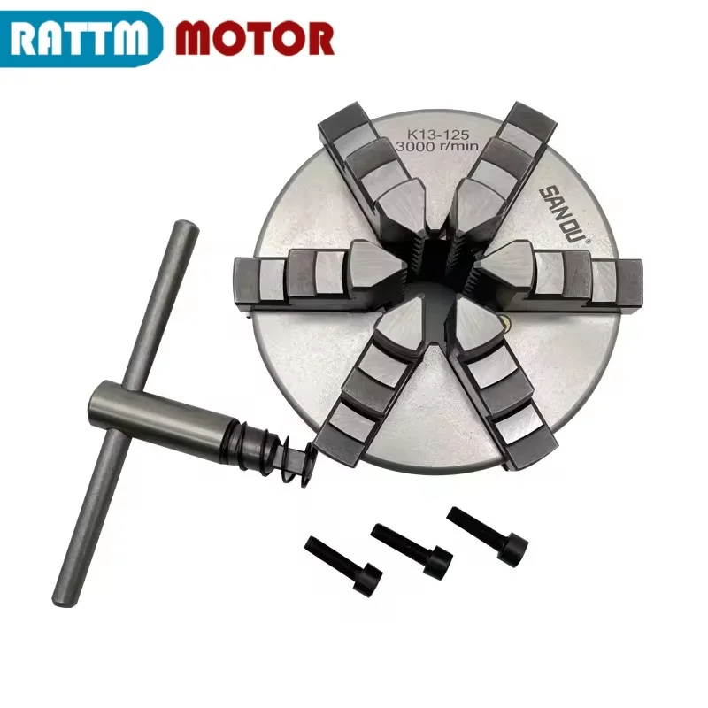 SANOU 6 jaw self-centering chuck K13 125 100 130 Six jaws manual chuck Machine tool Lathe chuck