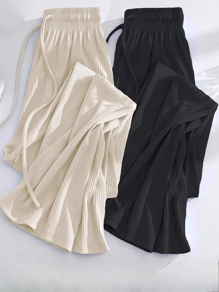 

New Wide Leg Pants for Women in Summer Thin Design with A Hanging Feel High Waist Loose Fit Cool and Casual Straight Leg Pants