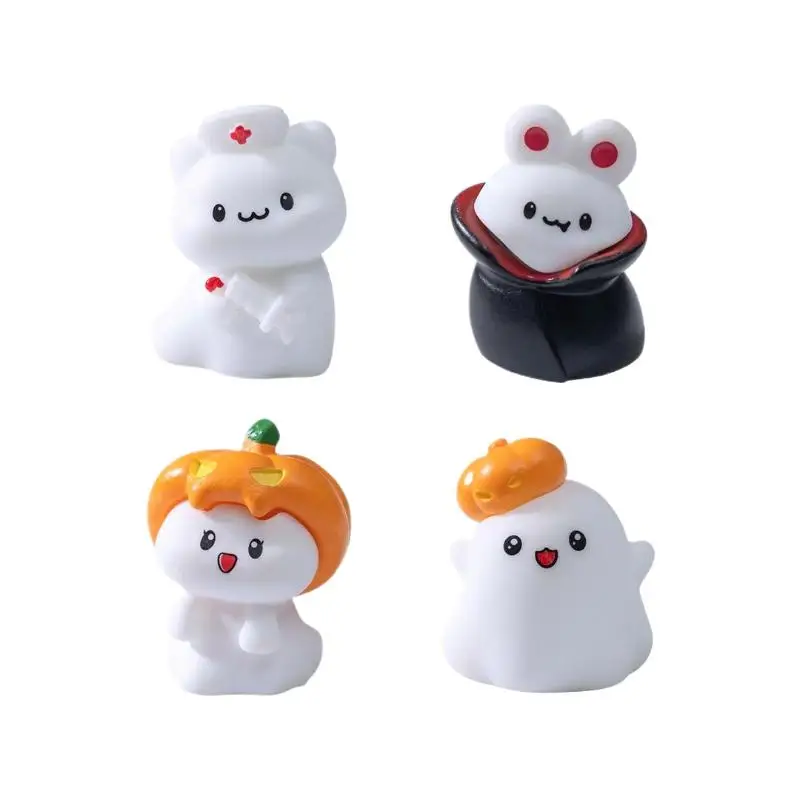 4/8Pcs Cute Pumpkin Ghost Decoration Halloween Micro Landscape Miniature Figurines Resin Craft Mini Fairy Garden Ornaments