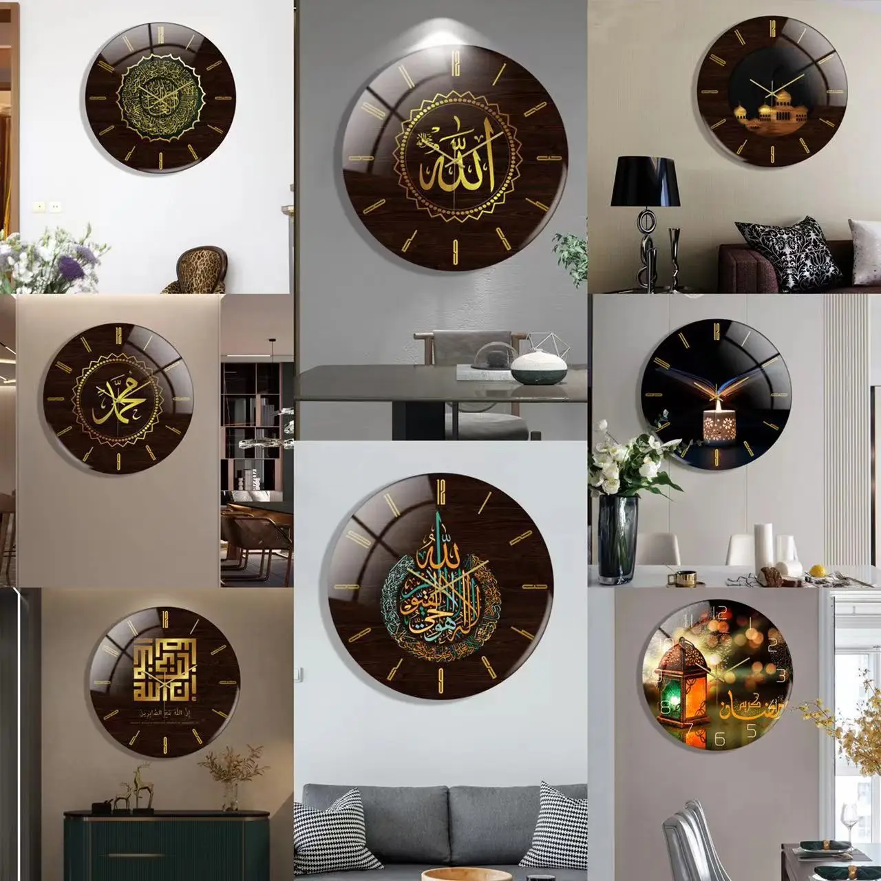 3D Islamic Wall Clock, Three-Dimensional, Round Acrylic Castle, Mute Large Wall Clock, Home Decoration, 30cm