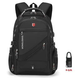 Waterproof 15.6/17.3 Inch Laptop Backpack Men USB Charging Swiss Backpack Travel Women Rucksack Male Vintage School Bag Mochila