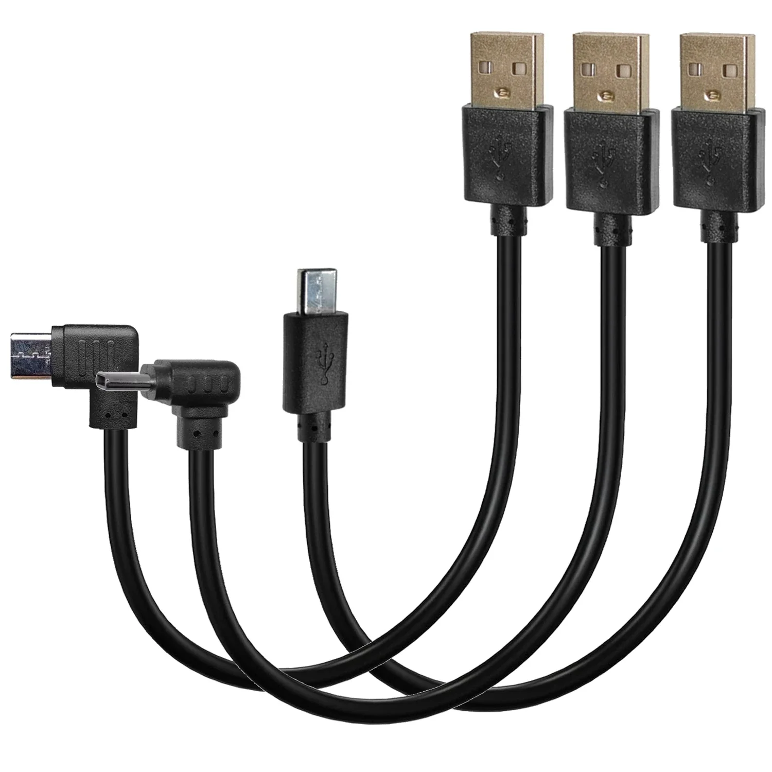 Kabel Data Ganda USB2.0 Kemudi Tipe C 25CM 50CM 100CM, Kabel Pengisi Daya Ponsel Mobil Sudut 90 Derajat, Kiri dan Kanan