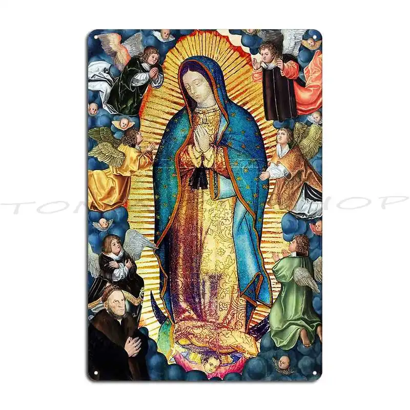 Letrero Metálico de Nuestra Señora de Guadalupe, Virgen María de México, Tilma Mexicana, Juan Diego, Diseño de Club, Decoración para el Hogar, Letrero de Hojalata, Póster