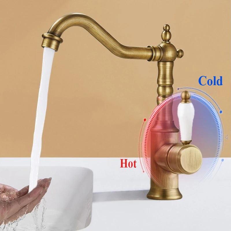 Basin Faucets Antique Color Brass Crane Bathroom Faucets Hot and Cold Water Mixer Tap Contemporary Mixer Tap Torneira