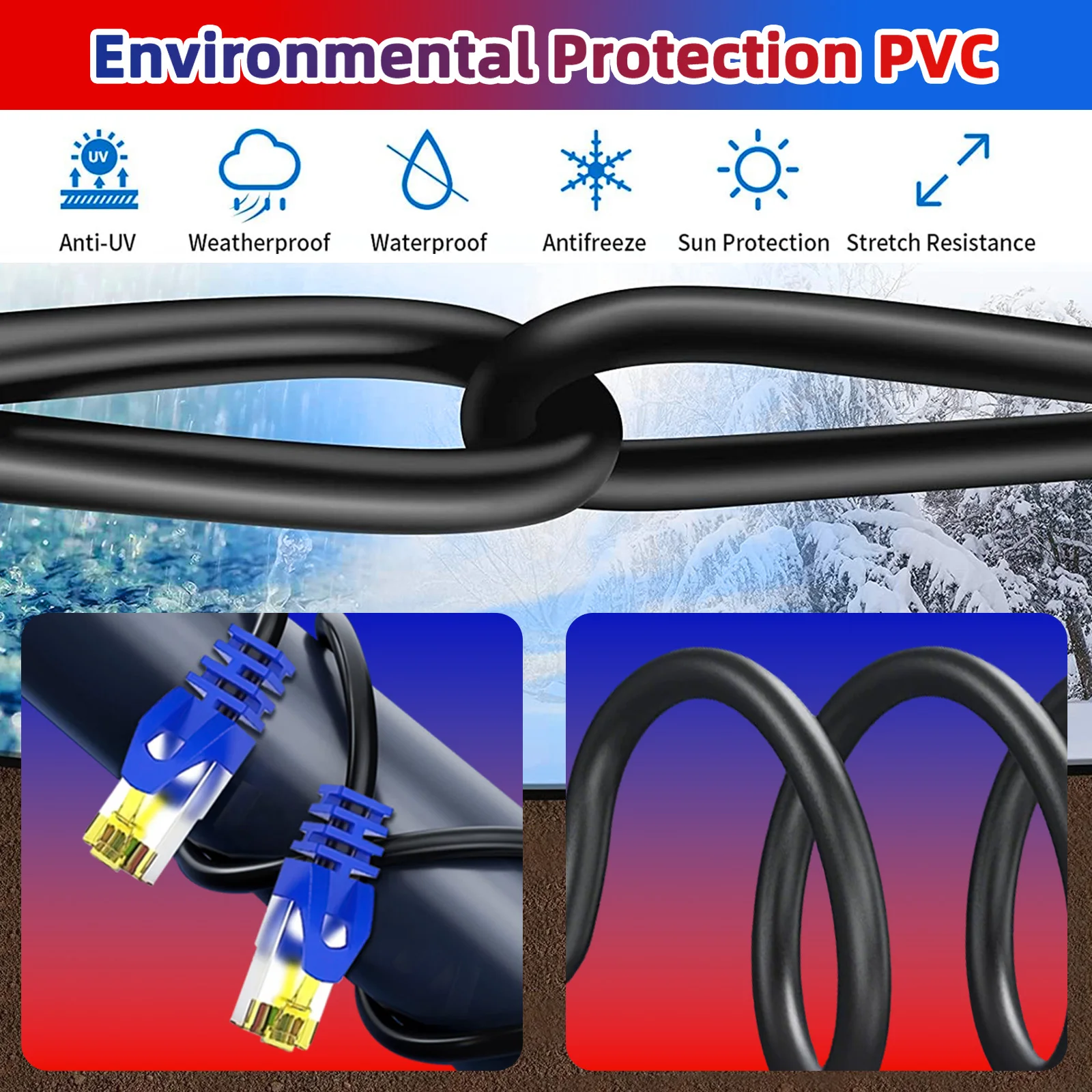 Cat8 Ethernet Cable 5M/10M/20M 26AWG Shielded SFTP LAN Cable Gold-Plated RJ45 for Router PS5 Xbox - Internet Cord for High-Speed view 5