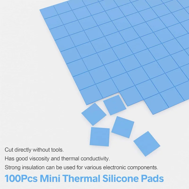 6 واط/mk 10 مللي متر * 10 مللي متر 100 قطعة الأزرق سيليكون وسادة حرارية المبرد التبريد موصل IC لوحدة معالجة الرسومات وحدة المعالجة المركزية