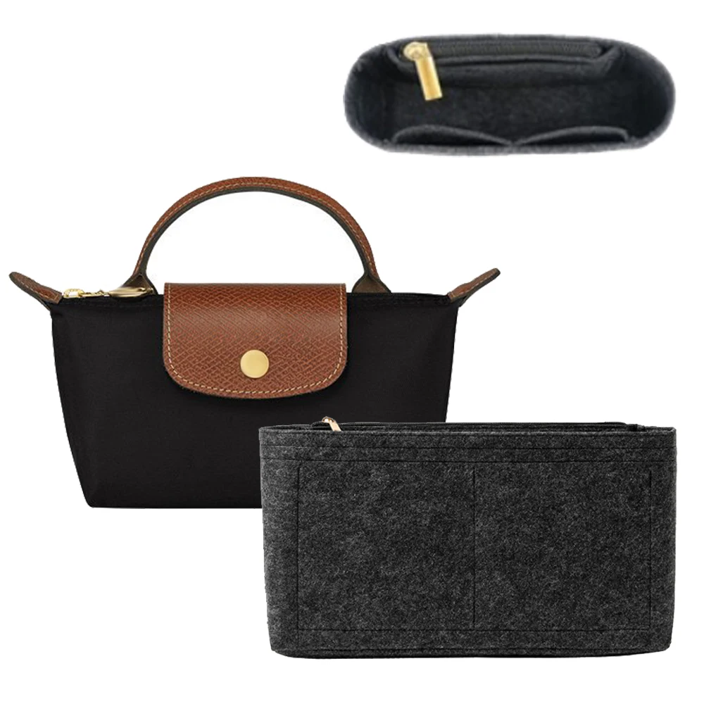 Longchamp-ミニハンドバッグ,ハンドバッグ,ハンドバッグ,収納バッグ,整理用の黒いフェルトバッグ