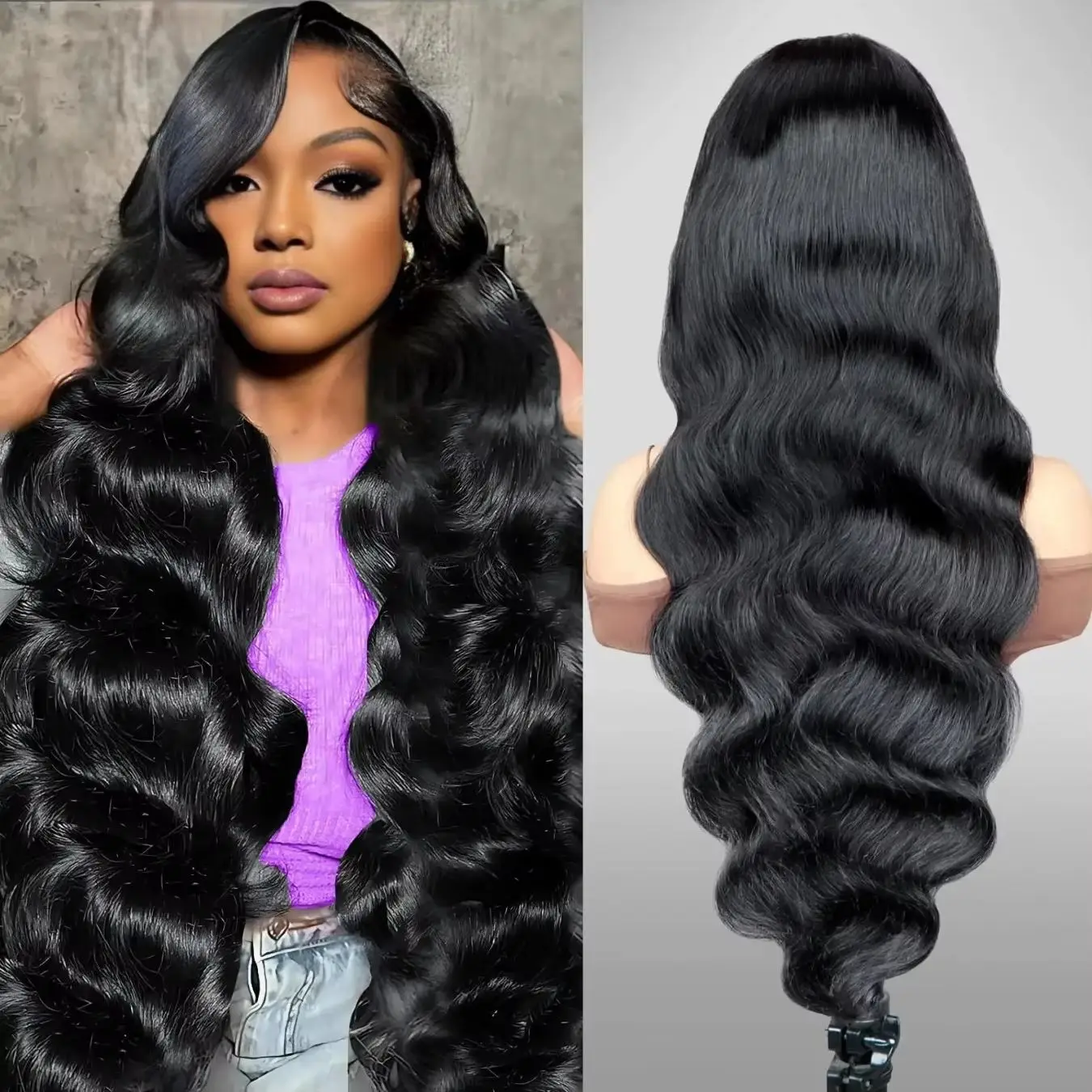 Brazilian Hair Body Wave 250% Density 32 34 inch 13x4 HD Lace Front Human Hair Wigs 13x4 Frontal Wigs Women HD Closure Wigs