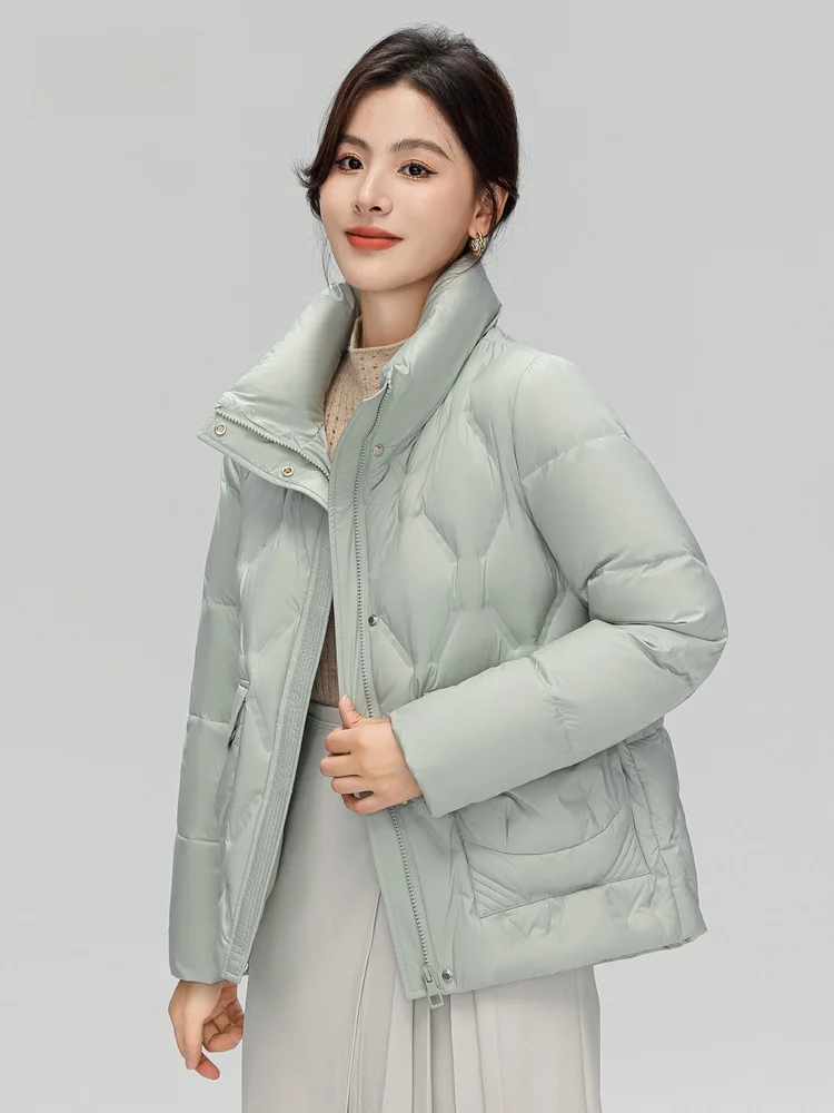 

Snowy Flight 2023 Winter ort Puffer Jaet Stand Collar Women's Soft Warm Windproof Commute Sle Simple Polyester Fiber