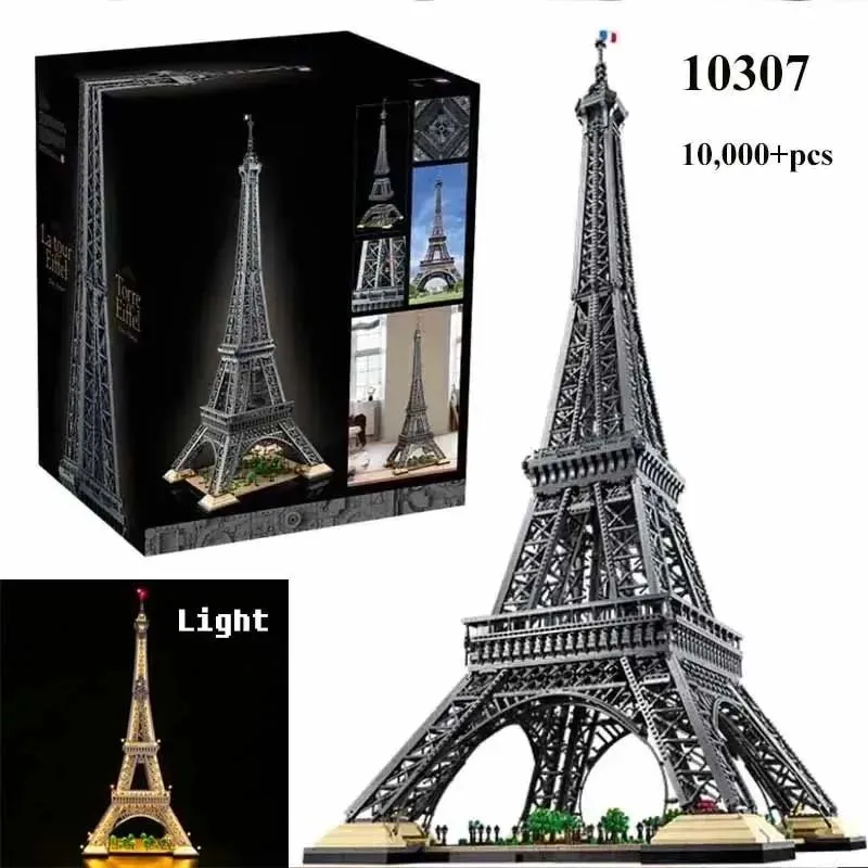 10001 PCS Eiffel Tower With Light Building Blocks Bricks Toys Kid Birthday  Gifts With 10307 10181 17002Compatible