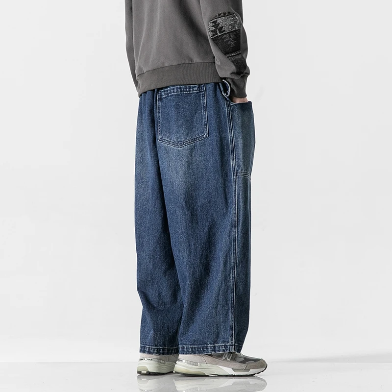 Autumn Men‘s Straight Jeans Oversized Fashion Loose Cargo Jean Pants Male High Street Wide Leg Denim Trousers Streetwear 5XL
