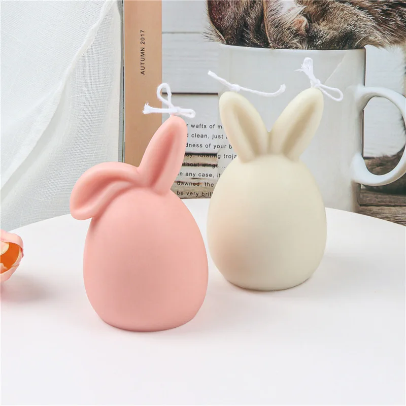 3D Egg Bunny Silicone Candle Mold Faceless Rabbit Head Aromatherapy Soap Plaster Resin Mould Candle Making Supplies Home Decor