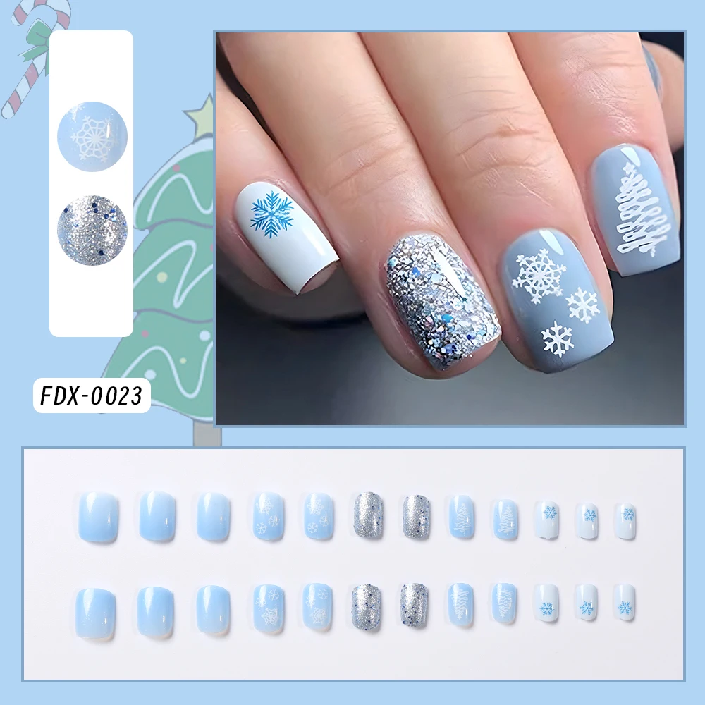 24Pcs Blue Snowflak… - image
