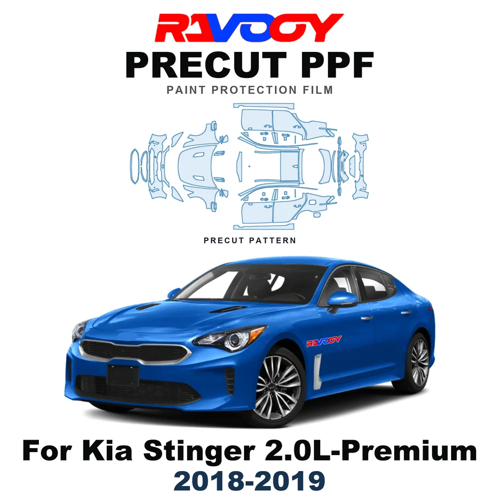 Precut PPF For Kia Stinger 2.0L-Premium 2018-2019 8.5mil TPU Paint Protection Film Hood Bonnet Bumper Headlight Self-Healing