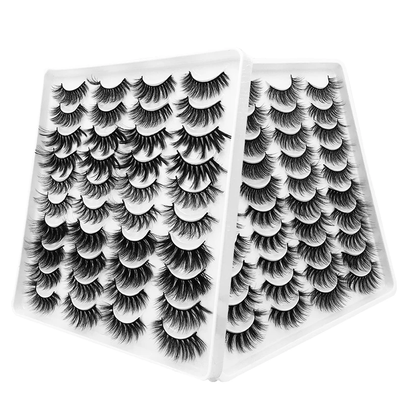 20 คู่/ถาด Multi-Layer Texture ดัดผมถาวรใช้งานง่าย reusable ยืดหยุ่น faux Mink eyelashes ส่วนบุคคล