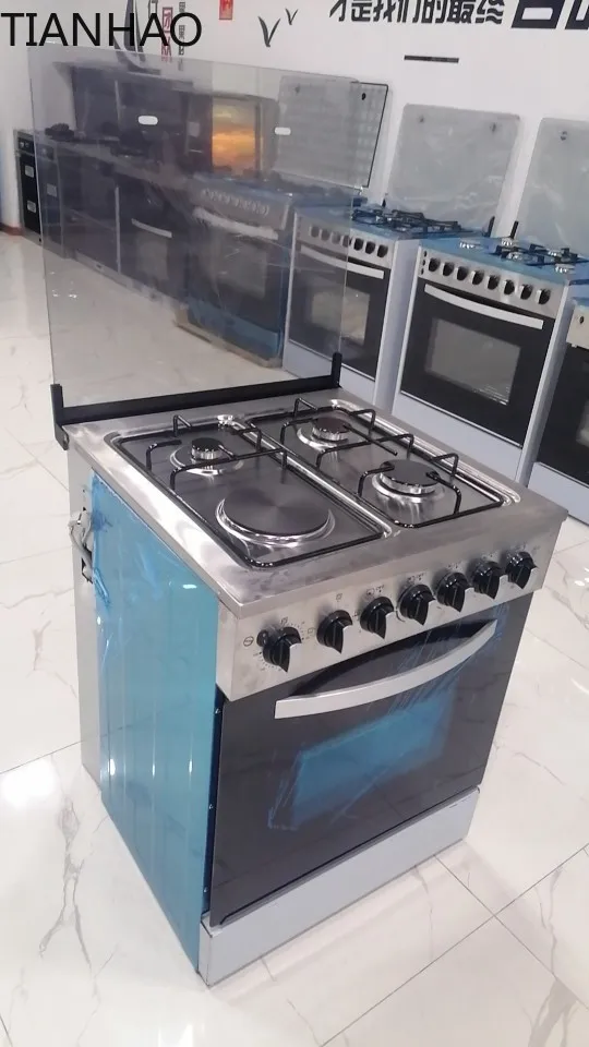 3 Gas- und 1 Elektro-Kombi-Backofen 60x60, gewerblicher Gasherd mit Backofen, direkt ab Werk, Dropshipping verfügbar.