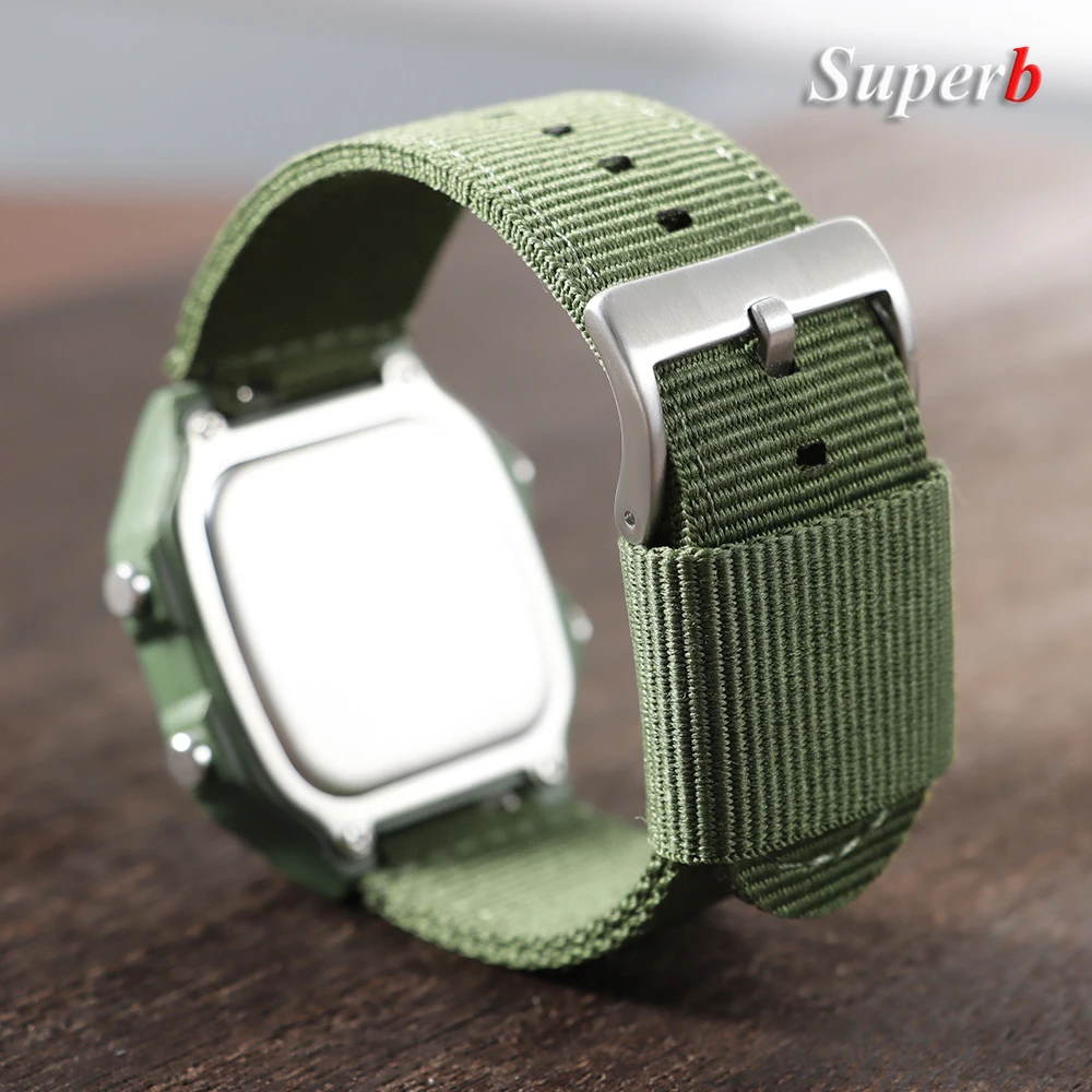 สายนาฬิกาไนลอนขนาด 16 มม. 18 มม. สำหรับนาฬิกา Casio AQ-S800 GA100 GA2100 F-108 DW6900 MRW-S300 AE-1000 GA-700 W-218H สายผ้าแคนวาสแบบสปอร์ตสำหรับผู้ชาย