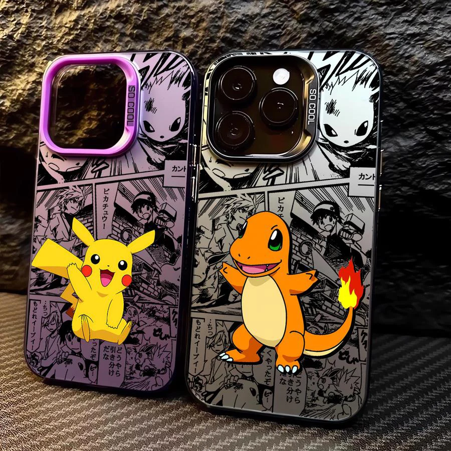 Anime P-Pokemon P-Pikachu C-Charmander For iPhone 16 promax Phone Case for iphone13 case Silicone Lens Protect Shockproof  Cover