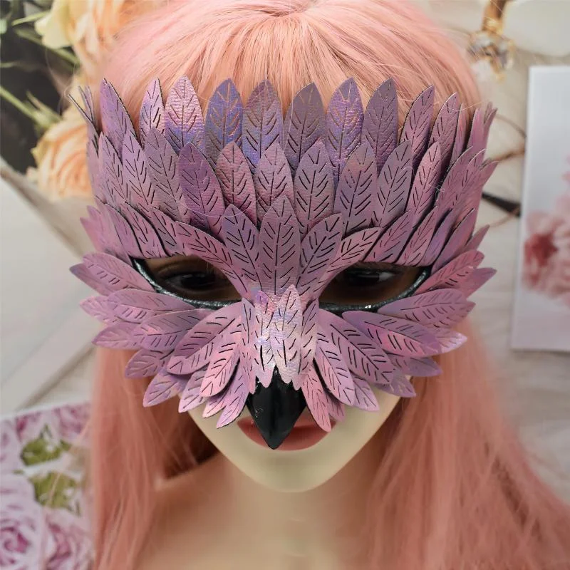 Prom Exquisitas Mujeres Máscaras de Maquillaje Pluma Animal Halloween Mardi Gras Cosplay Accesorios de Disfraces de Fiesta Negro Rosa Púrpura Verde