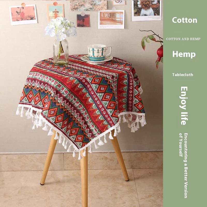 

ins tablecloth fabric cotton and linen Japanese small fresh Internet celebrity rectangular dining table coffee table cloth