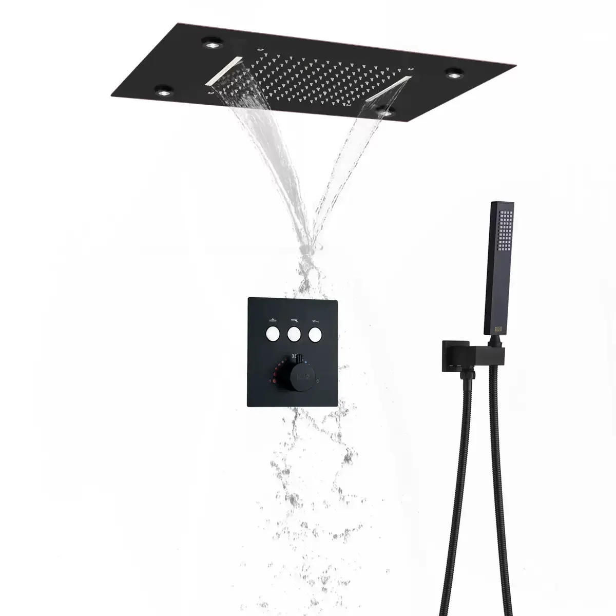 

Роскошный душевой набор для ванной комнаты, система светодиодной насадки для душа, 3 функции, насадка для душа из матового никеля и набор шлангов