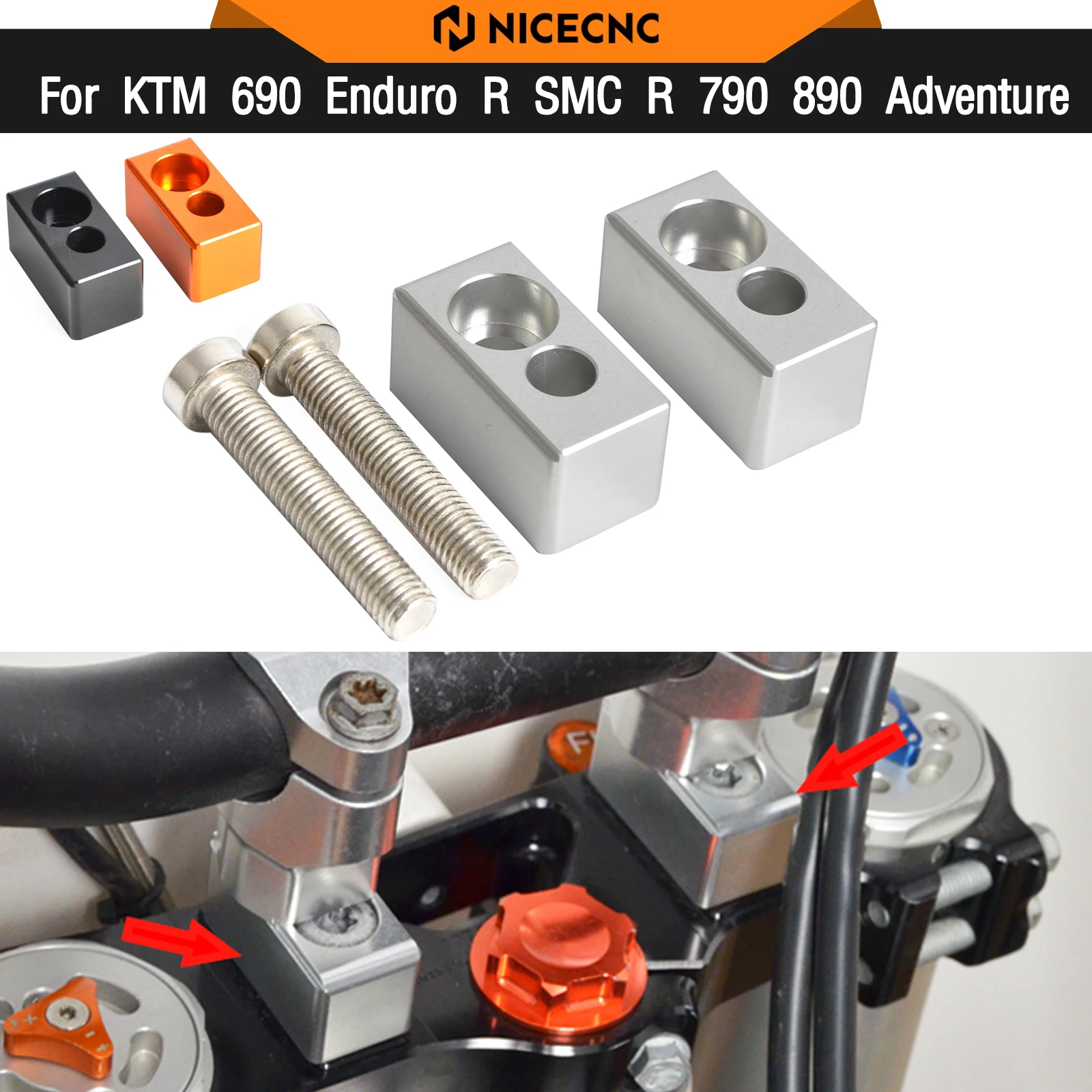 

22mm Handlebar Riser Mount Clamp Bracket For KTM 690 Enduro R SMC R 790 890 Adventure/R 1090 1190 Adventure R 1290 Super Adv R S