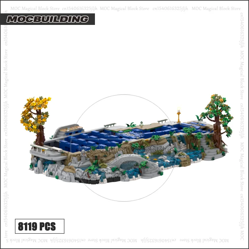 Rings Movie Scene MOC Building Blocks Medieval Castle Display Base Architecture Model DIY Technology Assembly Bricks Toys Gifts