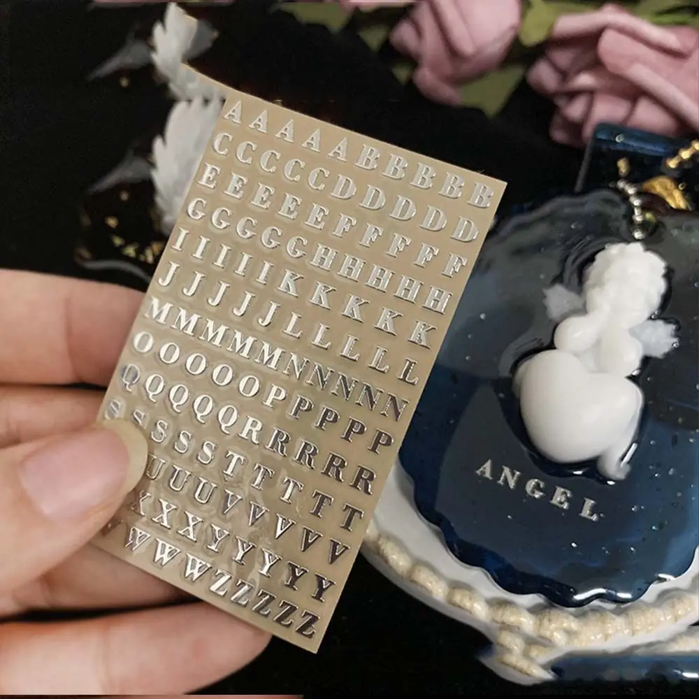 Resin Filler English Letters Gold&silver Chunky Glitter Epoxy filling sticker Alphabet Sticker Number Sticker Labels Stickers