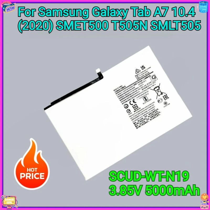 

New SCUD-WT-N19 Battery For Samsung Galaxy Tab A7 10.4 (2020) SM-T500 T505N SM-T505 Capacity Replacement Repair Part Tablet