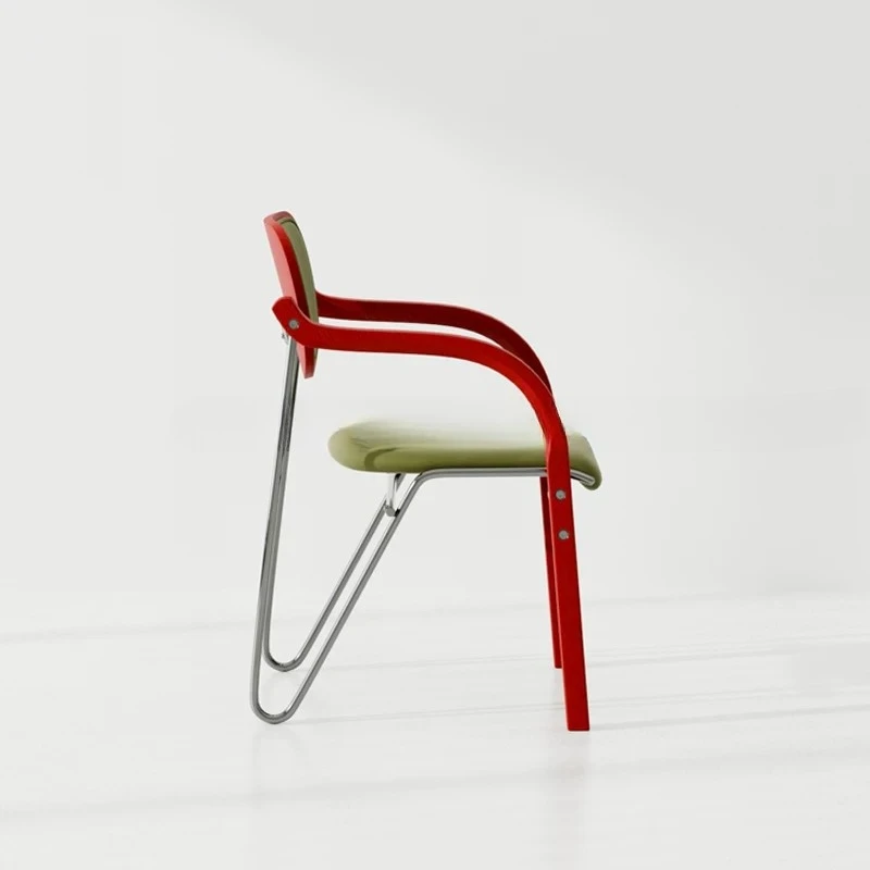 Medieval Stainless Steel Solid Wood Dining Simple Designer High-end Leisure Back Chair