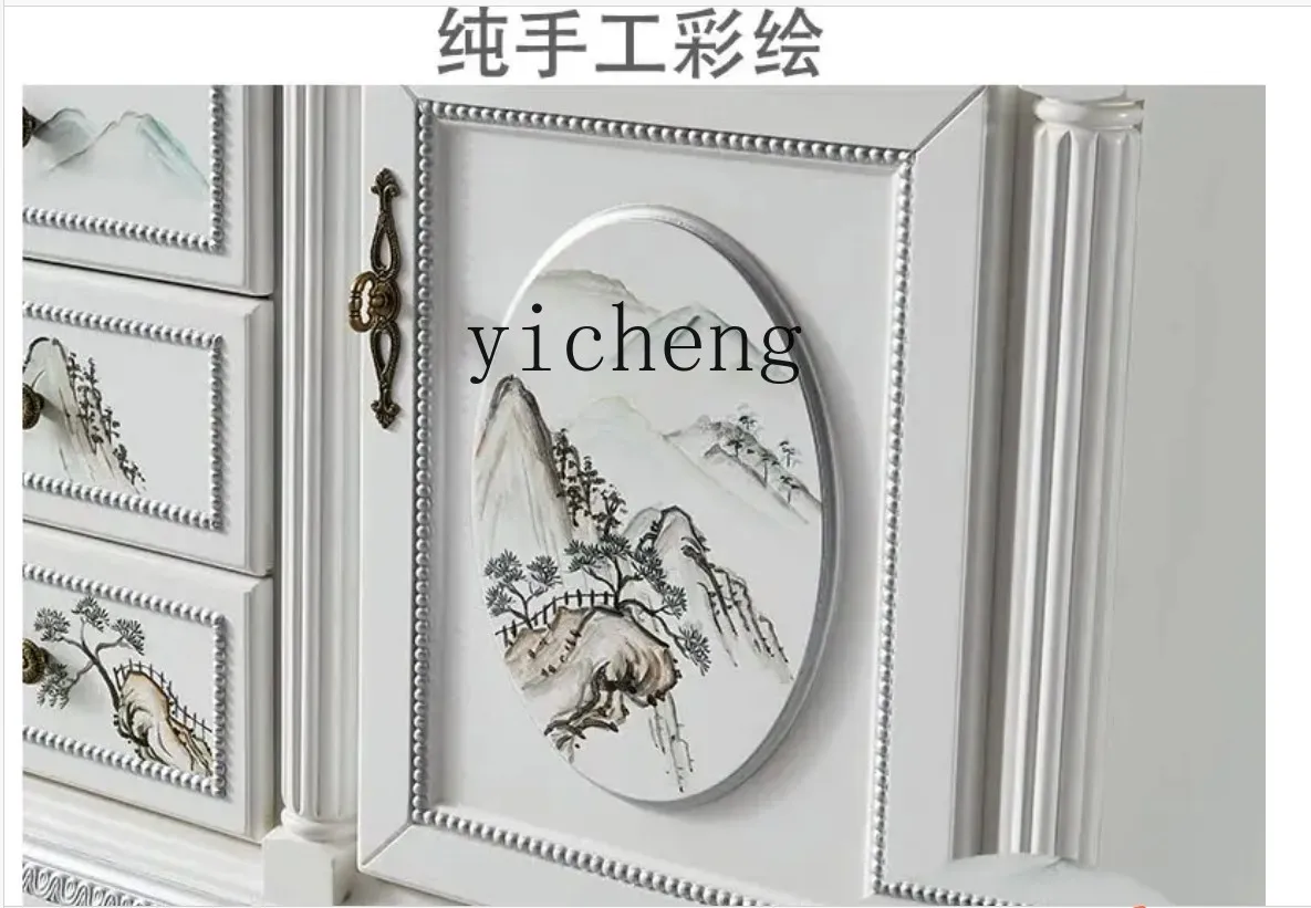 

Chinese-style entrance cabinet foyer custom-painted classical decorative cabinet solid wood dining side white desk decoration