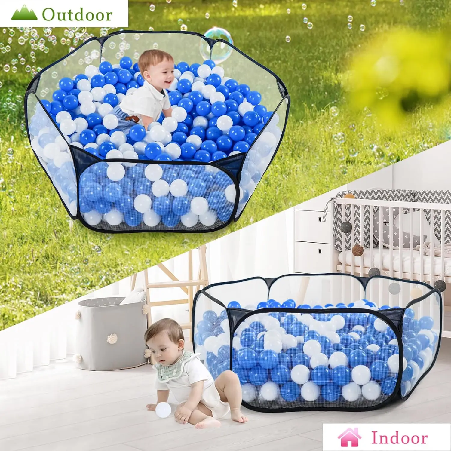 Kinder-Bällebad-Spielzelt, Kinder-Bällebadzelt, faltbare Ballgruben für Kleinkinder, Ballbecken, Krabbelzaun, drinnen und draußen, für Jungen, Gi