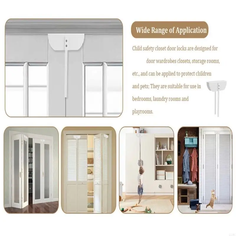 Bifold Door Lock Metal Lock Double Bifold Door Safe Lock Wardrobes Lock Accessory Suitable for Home Storage and Privacy Q5WC