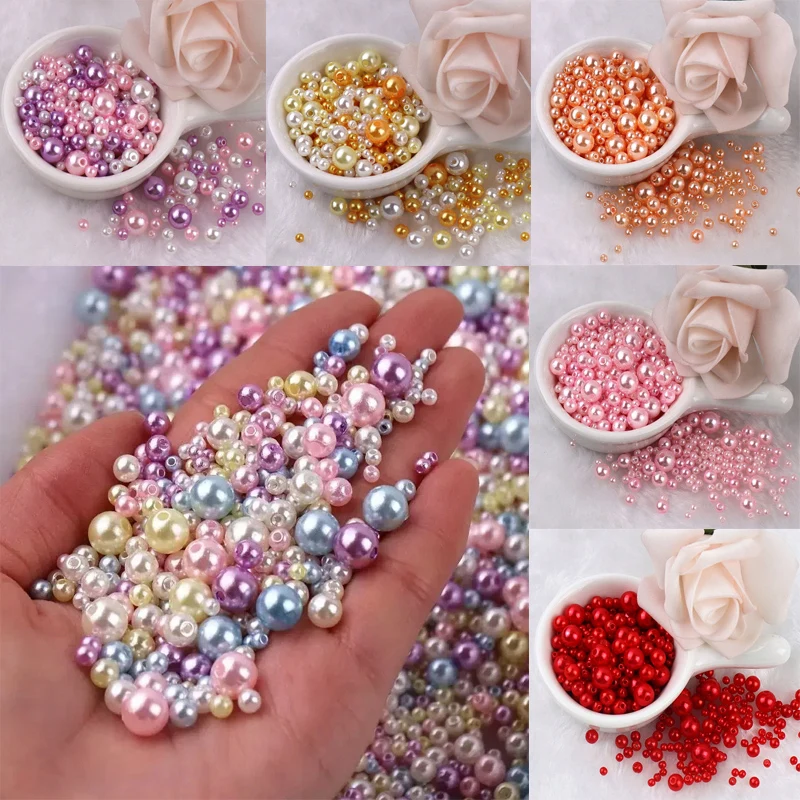 

150Pcs/pack Colorful Imitation Pearl 3-8mm Round Plastic Acrylic Loose Spacer Beads with Hole DIY Home Garment Decor Supplies