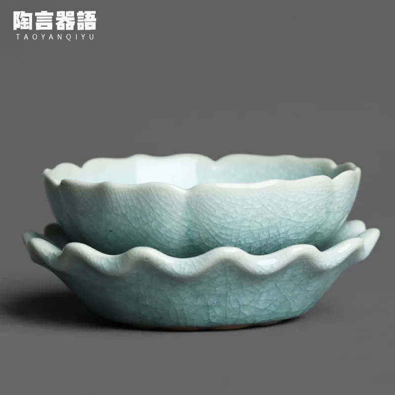 Raw ore ice flower celadon glaze lotus tea strainer handmade retro pottery Kung Fu tea ceremony utensils tea leak filter