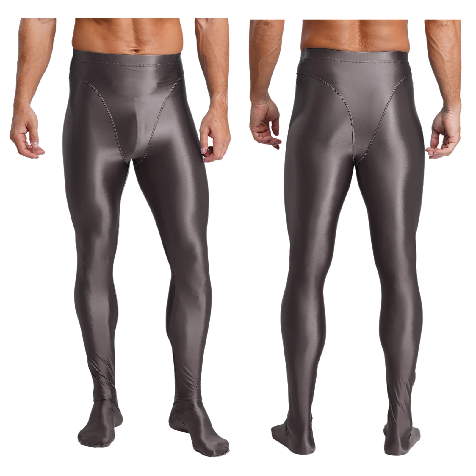 남성용 광택 슬림핏 레깅스 타이즈 하이웨이스트 단색 발목까지 오는 팬티스타킹 요가 피트니스 스포츠 운동 레깅스