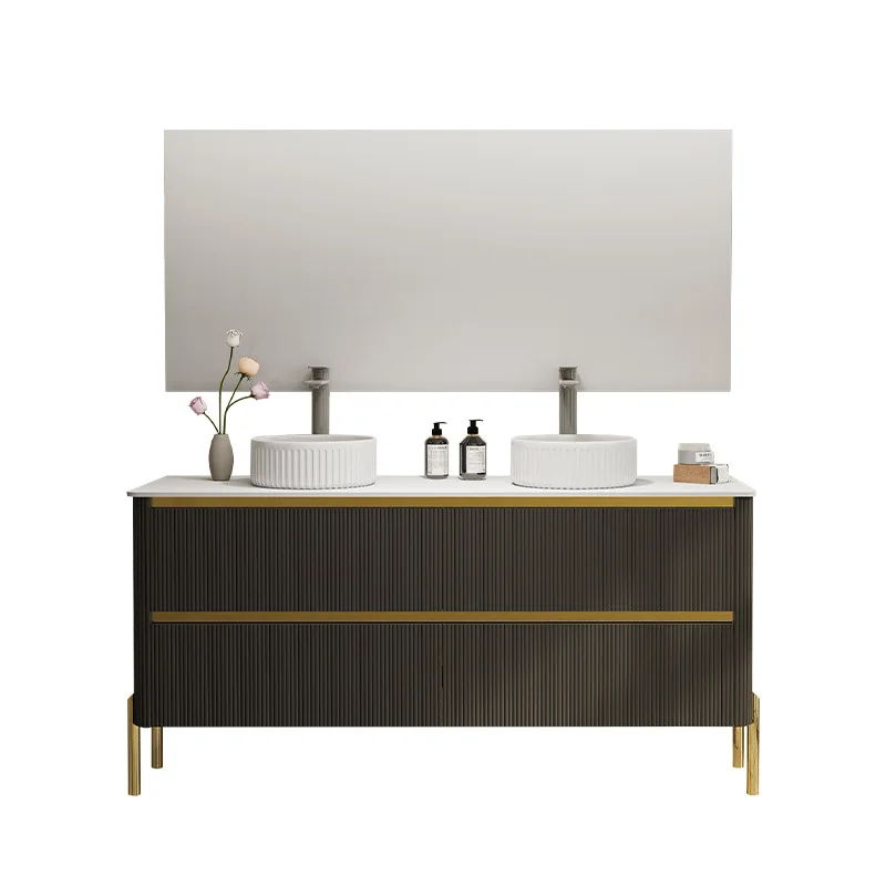 Simple wind multi-layer solid wood bathroom cabinet, bathroom wash basin cabinet combination c