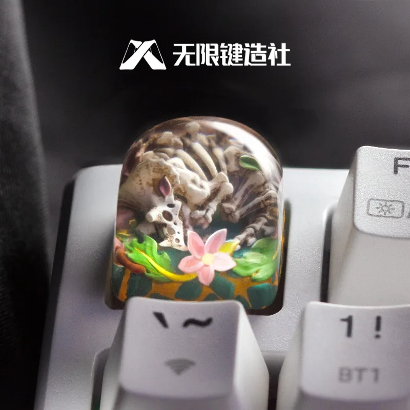 Triceratops Theme Mechanical Keyboard Epoxy Resin Custom Artisan Keycap PC Gaming Keyboard Point Keycap DIY Collectible Gift - view 4