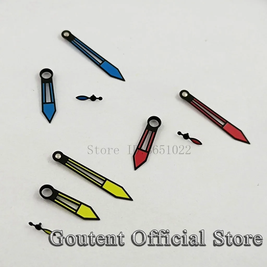 Goutent 4 Types Black Blue/Yellow/Green/Red Watch Hands Fit ETA 6497 6498 Seagull 3600 3620 Movement