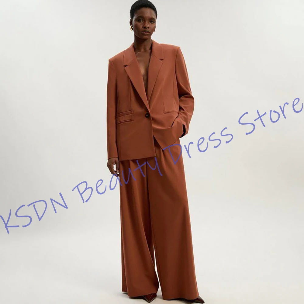 

Professional Women's Clothes Single Button Notch Lapel 2Piece Set(Jacket+Pants) Retro Tailored Office Lady Suit Daily Streetwear