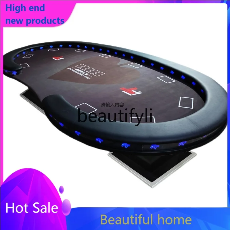 Mesa de luz de póker Texas Hold'em en relieve, bandeja de chips personalizable, accesorios plegables para patas de mesa de escritorio