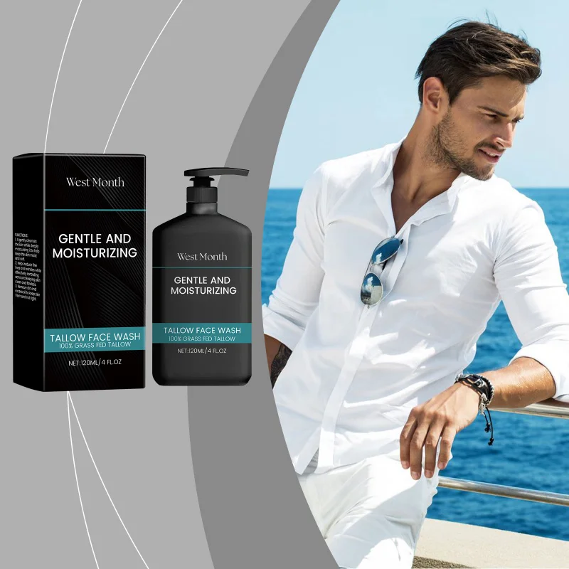 

Men'S Tallow Facial Cleanser, Gentle Foaming Face Wash For Men, Hydrating Daily Cleanser Helps Remove Dirt Oil Without Tightness