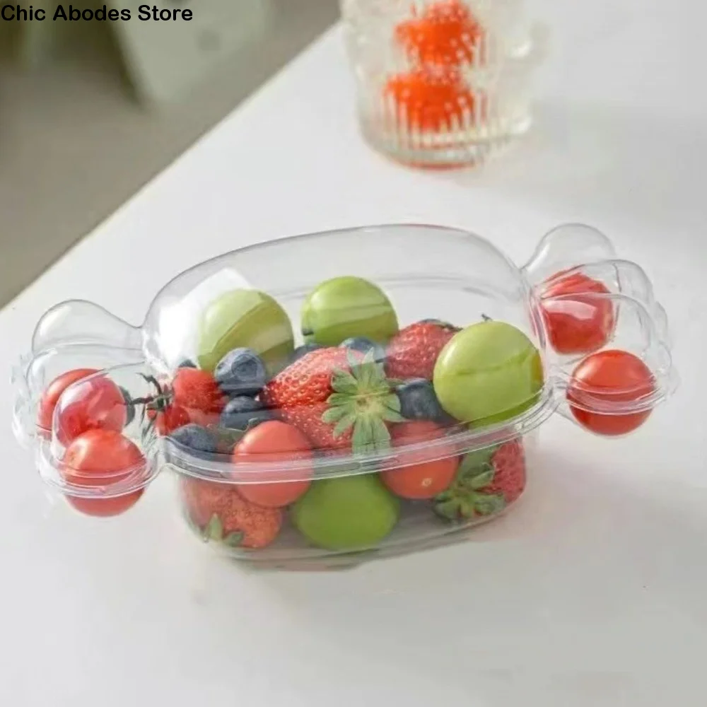 

10Pcs Transparent Candy-Shaped Cake Box Airtight Plastic Clear Dessert Box with Lid Gift Box Cake Container Weddings