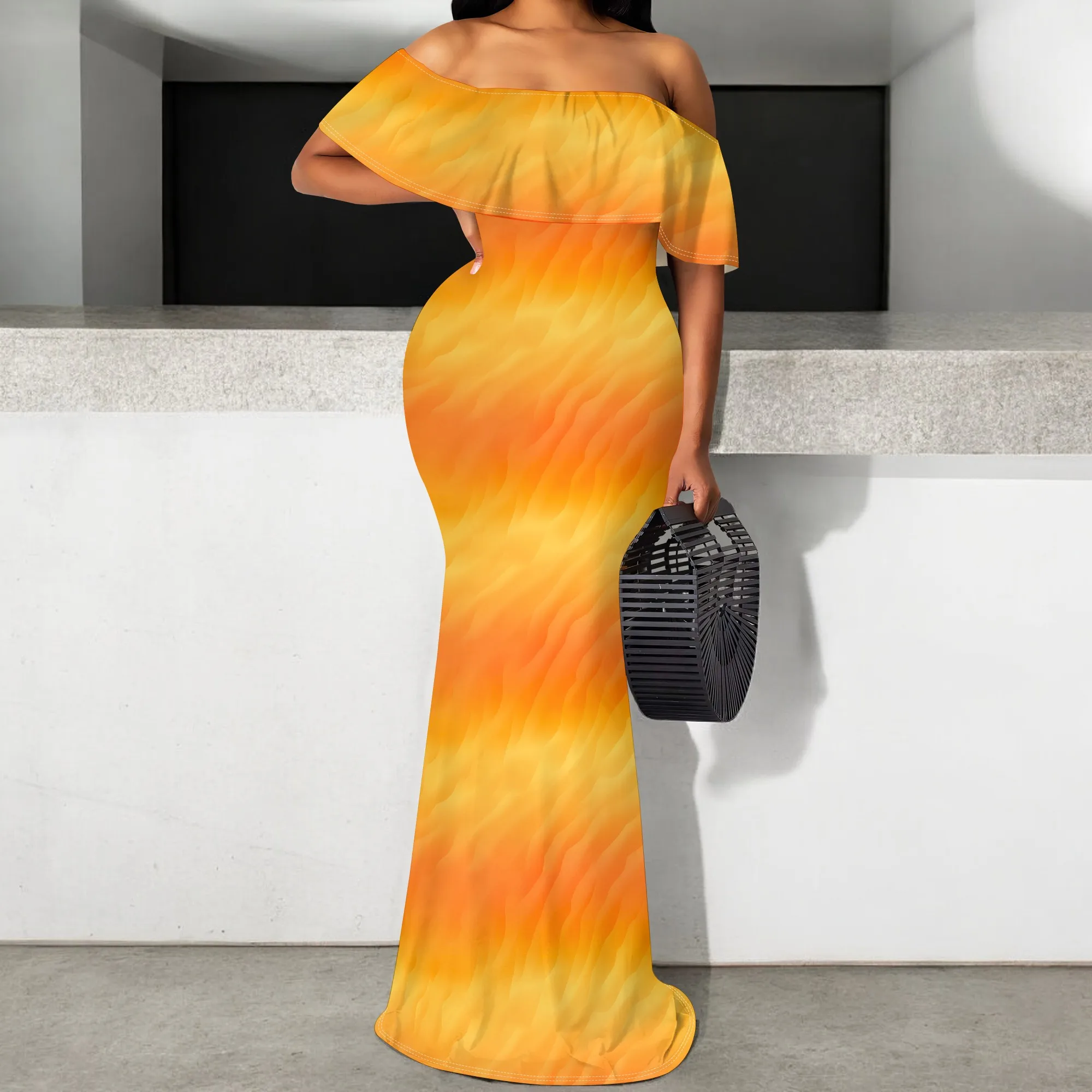 

Women's Gradient Ombre Off Shoulder Maxi Dress S-3XL Vibrant Summer Long Gown